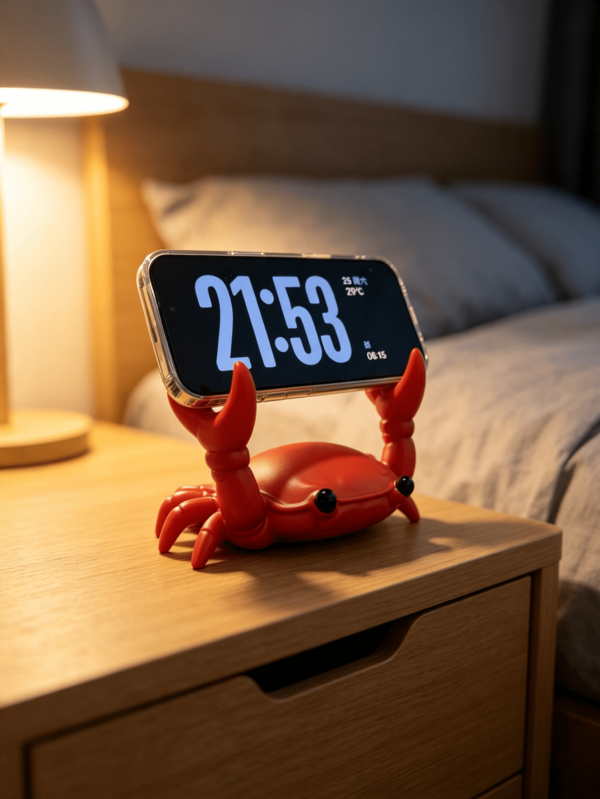 1pc Crab Shaped Phone Holder, Bright Red Compact Size, Anti-Slip Stable Phone Stand, Suitable For Sink, Bedside Table, Office Desk, Dining Table, Cute Marine Animal Cartoon Style, Desktop Decor Ornament, Hands-Free Viewing Accessory, Graduation Gift, Popular Atmosphere Desktop Gadget