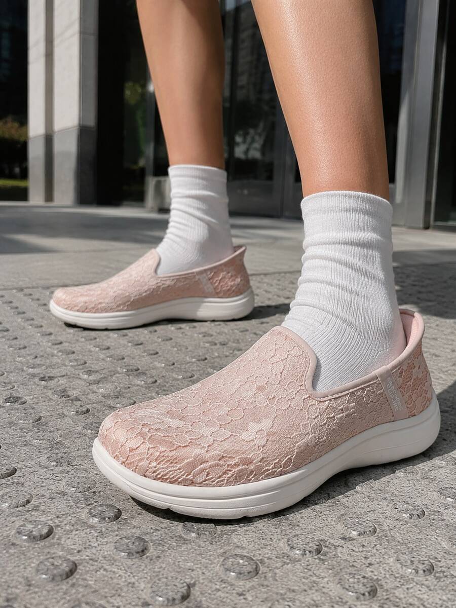Skechers Women's ON-THE-GO FLEX RADIANT Slip-On Mesh Shallow-Cut Lightweight Comfortable Walking Shoes 138363-BLSH - Nude Pink - View 1