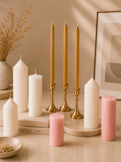 Assorted Vertical Striped Pillar Candles Set, Various Heights And Sizes, Rich Color Options. 3D Vertical Striped Craftsmanship, Minimalist Vintage Appearance, Smokeless Burning, Suitable For Home Decor And Display. Perfect For Weddings, Parties, Table Settings, Interior Decoration, Creating A Romantic Atmosphere, Multiple Specifications Available, Ideal For Gifts And Personal Use.