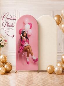 Custom Arch-Shaped Elastic Backdrop, Personalized Elastic Arch Cover, Double-Sided Decorative Background Curtain, Suitable For Dome Background Stand, Arch-Shaped Background Tapestry, Graduation, Birthday, Party, Dinner, Theme Party (Stand Not Included) - Multicolor - View 2