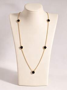 1pc Long Necklace Lucky Five-Leaf Clover Flower Long Necklace Fashion Autumn/Winter Sweater Chain - Style 1 - View 5