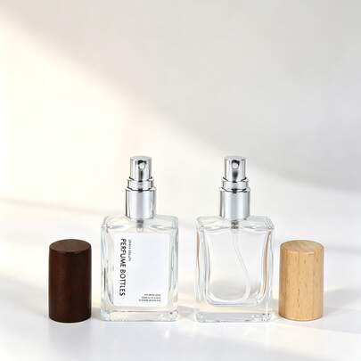 15ml Luxury Square Transparent Glass Air Perfume Spray, Reusable Refillable Fine Fog Perfume Spray Bottle, Leakproof Portable Mini Cosmetics Container For Travel, Office Daily Use, Wallet Carrying, Cosmetics Sample Storage, Perfect Gift For Women
