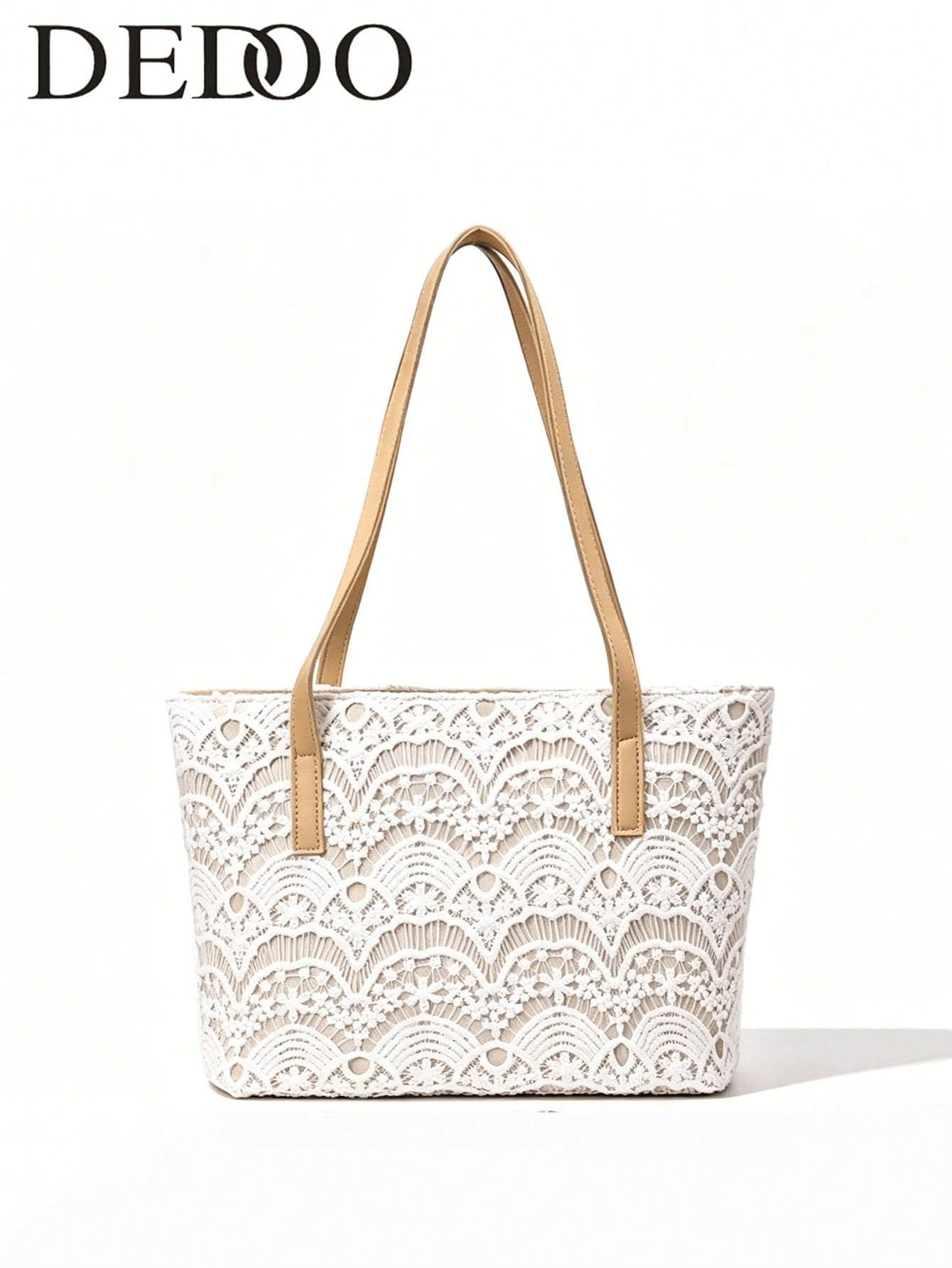 Dedoo Bowknot Design Lace Tote Bag, Fashionable Minimalist Casual Handbag With Large Capacity, Elegant Ladies' Shoulder Bag Suitable For Vacation, Beach, Commute, Daily Outfit, Photography, Gift