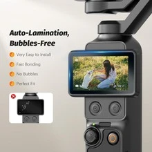 [2+2件] Osmo Pocket 4P+ OM8P 螢幕保護貼，Pocket 4 Pro 配件，鋼化玻璃螢幕保護貼，9H 硬度，超清晰，觸控靈敏，無氣泡，套裝包含：Pocket 4P 主螢幕 X2 + OM8P 觀景窗主螢幕 X2 - 查看 3