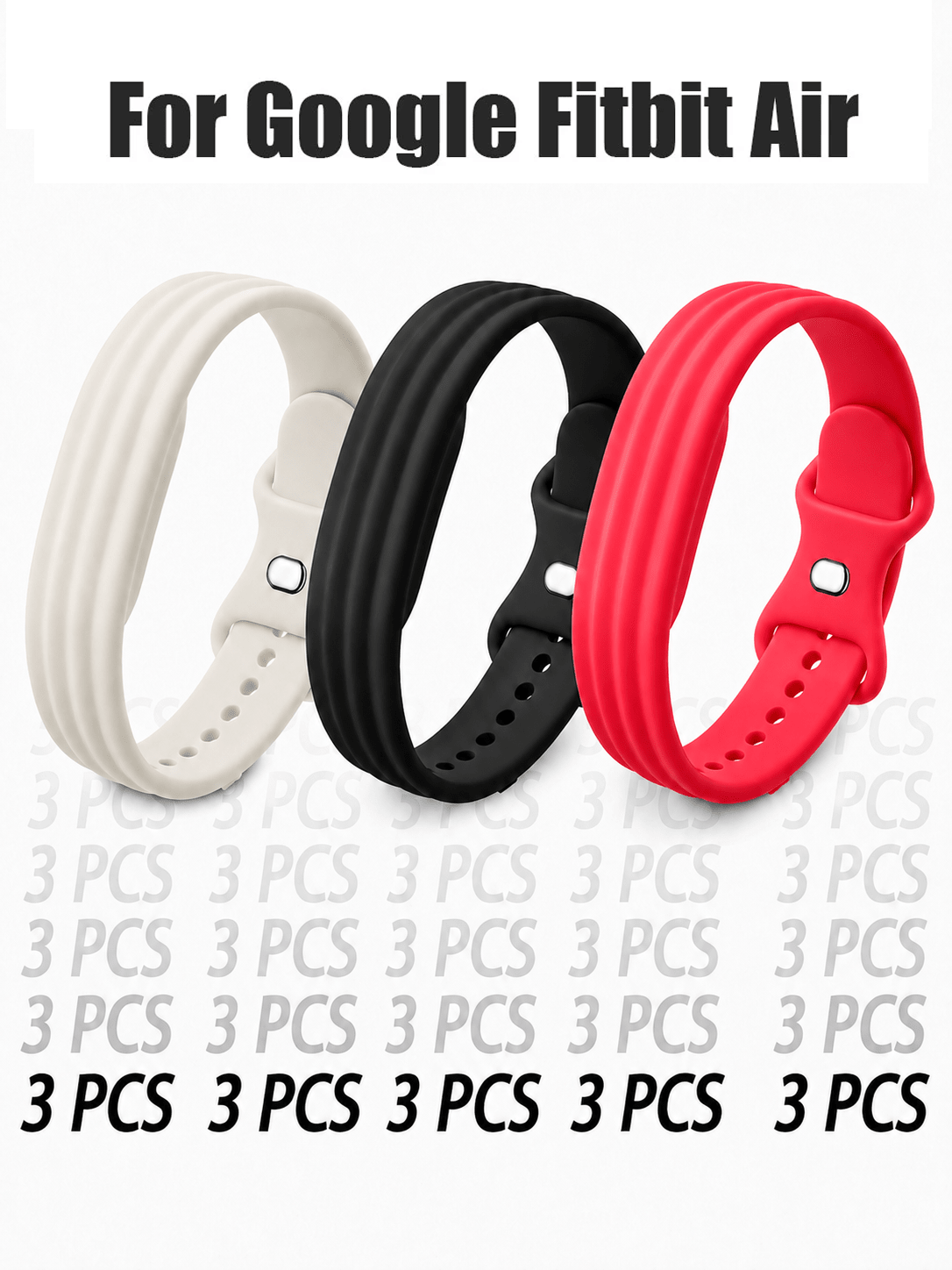 3PCS Silicone Watch Bands For Air, Black+Pink+Beige, Men's And Women's Sports Watch Bands, Comfortable Adjustable Replacement Wristbands For Google Air, Compatible With Air Screenless Smartwatch Accessories - Multicolor - View 10