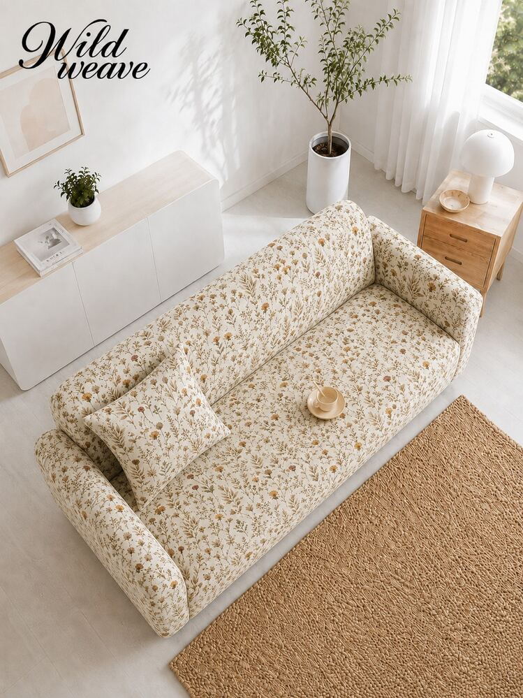 1pc Striped Print Milk Silk Sofa Cover, High Elasticity Removable Washable All-Season Stretch Full Sofa Slipcover And 1pc No Filling Pillow Cushion Cover, Suitable For Patio, Garden, Poolside, Multiple Occasions, Summer Leisure - Multicolor - View 5
