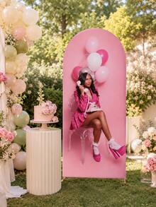 Custom Arch-Shaped Elastic Backdrop, Personalized Elastic Arch Cover, Double-Sided Decorative Background Curtain, Suitable For Dome Background Stand, Arch-Shaped Background Tapestry, Graduation, Birthday, Party, Dinner, Theme Party (Stand Not Included) - Multicolor - View 5