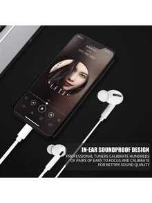 Earphone In-Ear Berkabel dengan Konektor Lightning Kompatibel dengan Apple, Kompatibel dengan iPhone, Kontrol Jarak Jauh Musik, Panggilan, dan Volume Terintegrasi, Kompatibel dengan iPhone 14/13/12/11/XR/XS/X/8/7/SE, Kompatibel dengan Galaxy S23/S22/S21/S20/Ultra Note 10/20, Earphone Berkabel untuk Ponsel - View 2