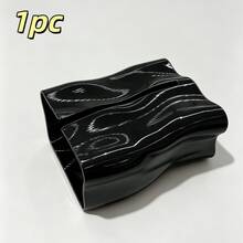 1pc Wavy Texture Tissue Box, Glossy Finish Paper Towel Storage Box, Large Opening Easy To Replace Tissues, Living Room Desktop Napkin Holder, Luxury Home Decor - View 13