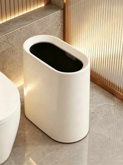 1pc Large‑Capacity Slim Gap Trash Can, Inner‑Outer Dual Bucket Design, Separates Dry Waste And Wet Waste, Space‑Saving Narrow Gap Shape, Stable Structure, Suitable For Bedroom, Office, Bathroom, Kitchen And Toilet, Ideal Household Essential