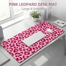 Pink Leopard Print Mouse Pad | Non-Slip Rubber Desk Mat Featuring 2D Flat Printing; Durable And Stylish; Suitable For Gamers And Office Use; Perfect For Halloween And Christmas; Reusable. - Mouse Pad - View 6
