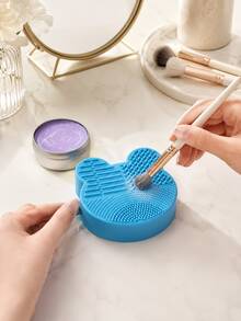 Cute Bear Makeup Brush Cleaning Box, Makeup Brush Cleaning Tool, Silicone Cleaning Brush, Quick Drying Makeup Brush Cleaning Box, Suitable For Women's Makeup Accessories Cleaning, Portable Vanity And Travel Essential, Best Gift For Women, Christmas Gift - Multicolor - View 1