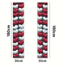 1pc 2D Flat Red & White Heart Theme, With Clear Water Droplet Texture Pattern, Made Of Polyester Material, No Power Required, Suitable For Indoor/Outdoor Various Holiday Scenes, Can Be Used As Porch Side Decoration, Photo Backdrop, Applicable For Holiday Events, Store Display, Decorating Warm And Romantic Atmosphere, Suitable For Valentine's Day And Winter Holiday Atmosphere - 1PC - View 3