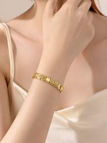 1 buah Gelang Modular Pesona Italia dari Baja Tahan Karat Mengkilap Warna Perak & Emas, Perhiasan Tangan Serbaguna yang Dapat Dilepas Sendiri, Hadiah Fashion yang Dipersonalisasi untuk Wanita - MultiWarna - View 4