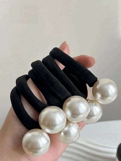 10/5/1pc Elegant Elegant Hair Scrunchies, Fashionable Faux Pearl Hair Tie, Elegant Daily Hair Accessories For Wedding, Party, Holiday Hair Styling, Hair Ties, Hair Bands