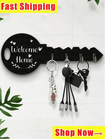 Bohemian Style Key Rack With Shelf And Hooks - Easy Installation, Space-Saving, Wall-Mounted Storage Rack, Can Store Keys, Coats And Other Items - Suitable For Entryway, Kitchen, Office, Porch And Other Places. Valentine's Day Gift.
