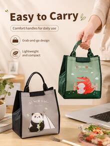 Cute Animal Forest Cartoon Lunch Bag, Portable Large Capacity Meal Tote Bag, Student Campus Office Travel Picnic Food Container Storage Bag, Cute Pattern With Handle Reusable Lunch Storage Bag, Daily Outdoor Dining Accessory - Multicolor - View 10