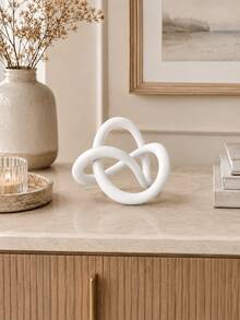 1pc White Abstract Knot Sculpture, Modern Geometric Minimalist Tabletop Decor, Nordic Aesthetic Home Accent For Living Room, Coffee Table, Bookshelf, Entryway, Office Desk & Bedroom, Small Decorative Ornament, Housewarming Gift - Abstract Knot Sculpture - View 10