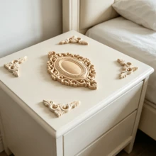5pcs Solid Wood Carved Decorative Appliques And Corner Flowers, Suitable For Cabinets, Doors, Windows, Furniture, Background Walls, Porches, Offices, Holiday Decor, DIY Decoration - Multicolor - View 11