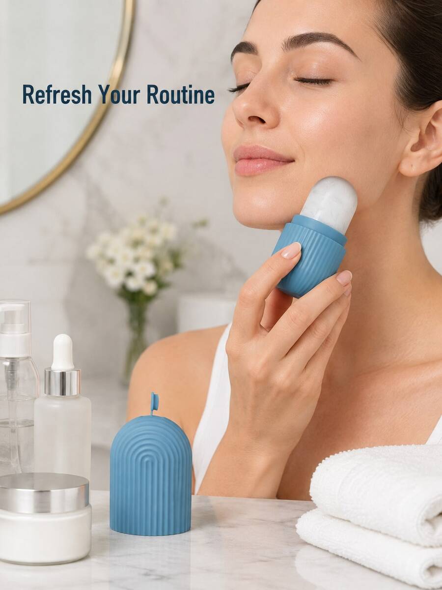 1pc Silicone Ice Face Roller Massager, Beauty Facial Massage Roller For Eyes, Neck And Face, Skincare Tool - Multicolor - View 1