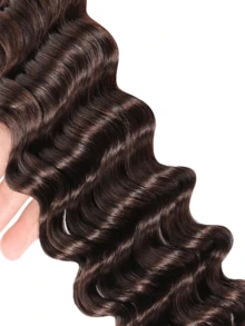 Brown Large Capacity Deep Wave Braided Hair Bundles, 10A Brazilian Virgin Human Hair, Curly Hair Extensions, Suitable For Bohemian Style Braids, Daily And Party Wear, Back To School Season - Multicolor - View 2