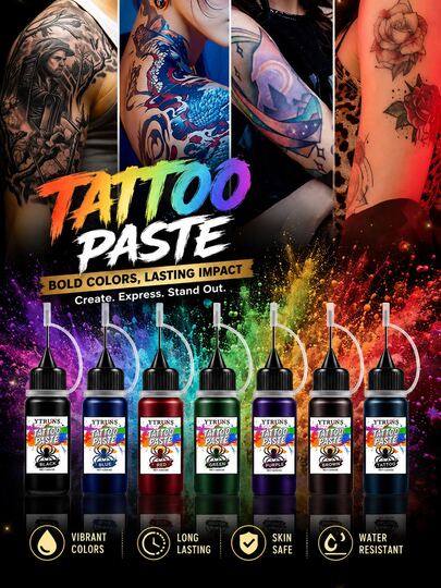 Ytruns Pâte à tatouage, pigment d'art corporel temporaire de couleur vibrante avec applicateur de précision, longue durée et facile à appliquer, convient pour les designs créatifs, les festivals, les fêtes, Halloween, le cosplay et la peinture corporelle DIY, 1 pièce
