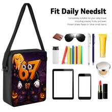Bộ 3 món balo in 2D chủ đề Halloween, balo dung tích lớn, túi đeo chéo, hộp bút, dây đeo vai rộng thoáng khí tùy chỉnh, túi lưới bên hông đựng chai nước, bộ túi lưu trữ thời trang cho du lịch lễ hội, đi làm hàng ngày và dùng thường ngày - Túi in họa tiết - Xem 5