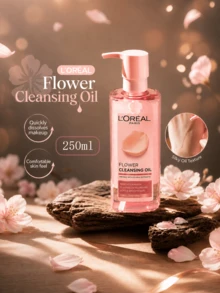L'Oréal Paris Floral Extract Gentle Cleansing Oil 50ml/250ml, Multiple Sizes Available, Quickly Dissolves Makeup, Deep Cleanses Face, Eyes And Lips, Single Bottle And Multi-Bottle Sets, Suitable For Daily Skincare - Floral Cleansing Oil - View 9