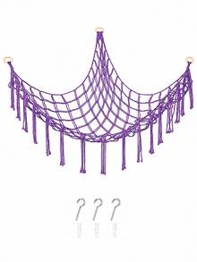 1pc Back To School Large Plush Doll Storage Net/Hammock, 55 Inch Doll Hammock, Macaron Color Plush Corner Hanging Net, Mesh Hammock With Hooks, Bedroom Living Room Plush Storage Rack, Linen Woven Plush Net, Plush Storage Bag, Large Plush Net - Multicolor - View 13