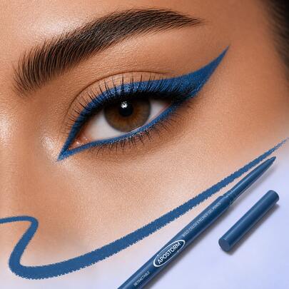 Lápiz de ojos APOSTORM anti-mareo de alta saturación azul, diseño giratorio, fórmula de gel azul real de textura fina, color vibrante y rico, aplicación suave, duradero y a prueba de manchas, resistente al agua y a las manchas, puede crear un delineado de ojos de gato afilado o iluminar y profundizar los párpados inferiores, crear un maquillaje de ojos personalizado y llamativo. Adecuado para principiantes, entusiastas del maquillaje, maquilladores profesionales, estudiantes, personas que viajan al aire libre