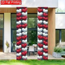 1pc 2D Flat Red & White Heart Theme, With Clear Water Droplet Texture Pattern, Made Of Polyester Material, No Power Required, Suitable For Indoor/Outdoor Various Holiday Scenes, Can Be Used As Porch Side Decoration, Photo Backdrop, Applicable For Holiday Events, Store Display, Decorating Warm And Romantic Atmosphere, Suitable For Valentine's Day And Winter Holiday Atmosphere - 1PC - View 4