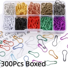 300Pcs Box Of 300 Colorful Gourd-Shaped Safety Pins, Perfect For Sewing And Knitting Marking, Multi-Color Safety Pins, Ideal For Sewing Projects And Clothing Alterations, Packed In Plastic Box With 10 Compartments, Mixed Colors - Multicolor - View 2