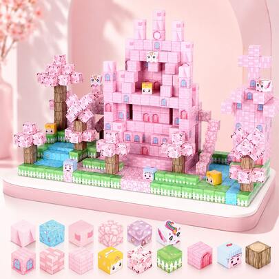 160pcs Children's Magnetic Building Blocks - Pink Dream Castle Set, DIY Construction Stacking Magnetic Blocks Game School STEM Toy, Suitable For Boys And Girls 3 Years Old And Above As Birthday Gift And Christmas Gift