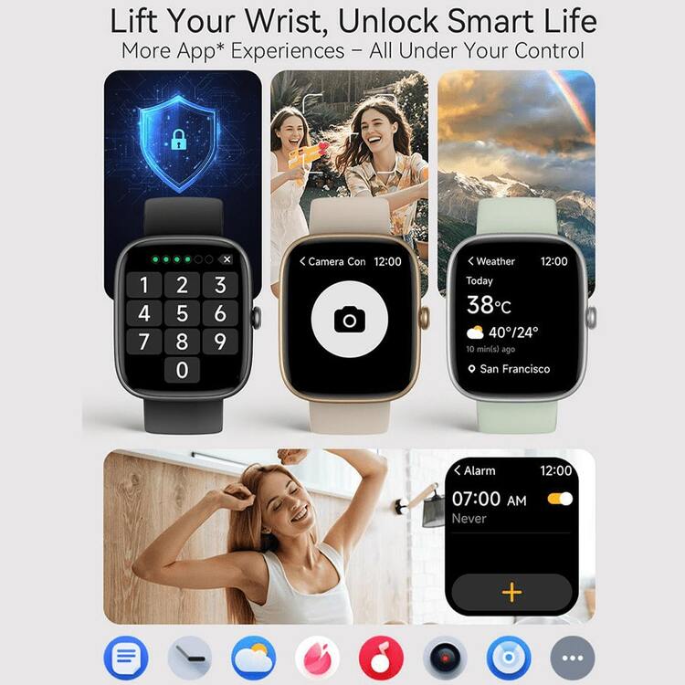 Microwear DR09 New Smart Watch, 1.27" High Definition Display, Silicone Strap, Compatible With IOS/Android, Supports Multiple Languages, Bluetooth Call And SMS Notification, Alarm, Remote Camera, Weather, Timer, Daily Use And Holiday Gift - Black - View 8
