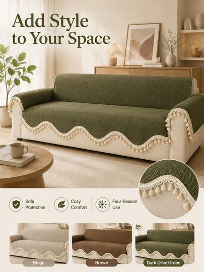 1pc Hot-Selling Medieval Style Chenille Seat Cushion, Asymmetrical All-Season Sofa Pad, Eye-Catching Decorative Cushion, Suitable For Living Room Home Use