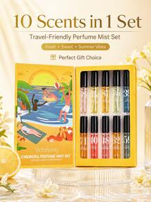 10pcs Women's Perfume Spray Set, Travel Size Body Mist Collection, Sweet Floral & Fruity Scent, Long-Lasting Fragrance, Mini Portable Perfume Gift Box, Suitable For Girls' Daily Use And Vacation Essentials - Multi Scents - View 1