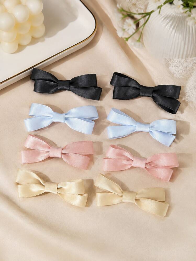 8pcs Sweet Minimalist Girl Ribbon Bow Hair Clips Ballet Girl Butterfly Hair Clips - Multicolor - View 8