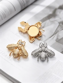 1/2/4pcs Insect Bee Design Metal Clasp Buckle, DIY Sweater Cardigan Coat Clothing Replacement Decorative Button - Multicolor - View 2
