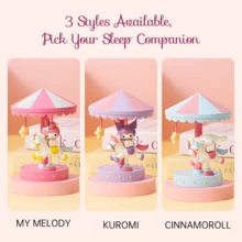 Miniso Sanrio Kuromi 旋轉木馬小夜燈，可充電 LED 桌面裝飾燈，可愛角色床頭裝飾夜燈，女孩禮物 - 大耳狗-藍色 - 查看 2