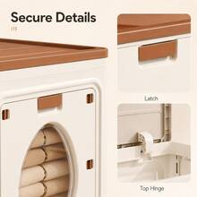 Foldable Clothes Storage Box Cabinet, Large Capacity Bedroom Wardrobe Organizer Box With Flip-Top Front Door For Clothes And Blankets - Khaki - View 2