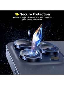 CASECOPS 1套/3件 9H強化玻璃金屬環相機鏡頭保護膜，相容 iPhone 18 Pro/18 Pro Max/17/17 E/17 Air/17 Pro/17 Pro Max/16/16 Pro/16 Plus/16 Pro Max/16 14 Pro (6.1 吋) 與 14 Pro Max (6.7 吋)，耐刮高清覆蓋與金屬環設計，提供最大程度保護 - Blue-3Pcs - 查看 3