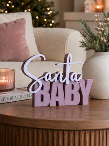 1pc Christmas Baby Text Desktop Ornament, 3D Cursive Letter Desktop Decor, Holiday Christmas Tabletop Statue, Suitable For Entryway Console, Shelf, Mantel, Living Room Holiday Home Display Decoration, Home Decor, Room Decor, Autumn Home Decor, Office Decor, Gift - Multiple Styles - View 5