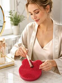 Cute Bear Makeup Brush Cleaning Box, Makeup Brush Cleaning Tool, Silicone Cleaning Brush, Quick Drying Makeup Brush Cleaning Box, Suitable For Women's Makeup Accessories Cleaning, Portable Vanity And Travel Essential, Best Gift For Women, Christmas Gift - Multicolor - View 6