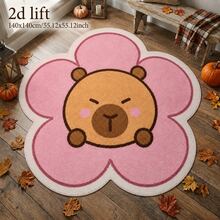 1pc, Washable Capybara Cartoon Faux Cashmere Decorative Rug, Non-Slip Polyester Fiber Suede Bottom, 7mm Overall Thickness, Suitable For Living Room, Bedroom, Entryway, Small Rug, Decorative Rug, Hallway Rug, Halloween, Gift, All Seasons, New Platform Style, Easy To Clean - Multicolor - View 3