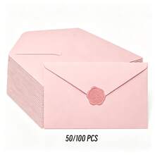 50/100pcs Optional Mixed Stationery Set, A7 Paper Envelopes With Matching Wax Seal, 19*12.9cm Solid Color V-Flap Mailing Envelopes, Multi-Purpose Invitation Envelopes, Suitable For Greeting Cards, Wedding Parties, Holiday Gifts, Correspondence Stationery - 50/100pcs Envelopes + 50/100pcs Wax Seals - View 7
