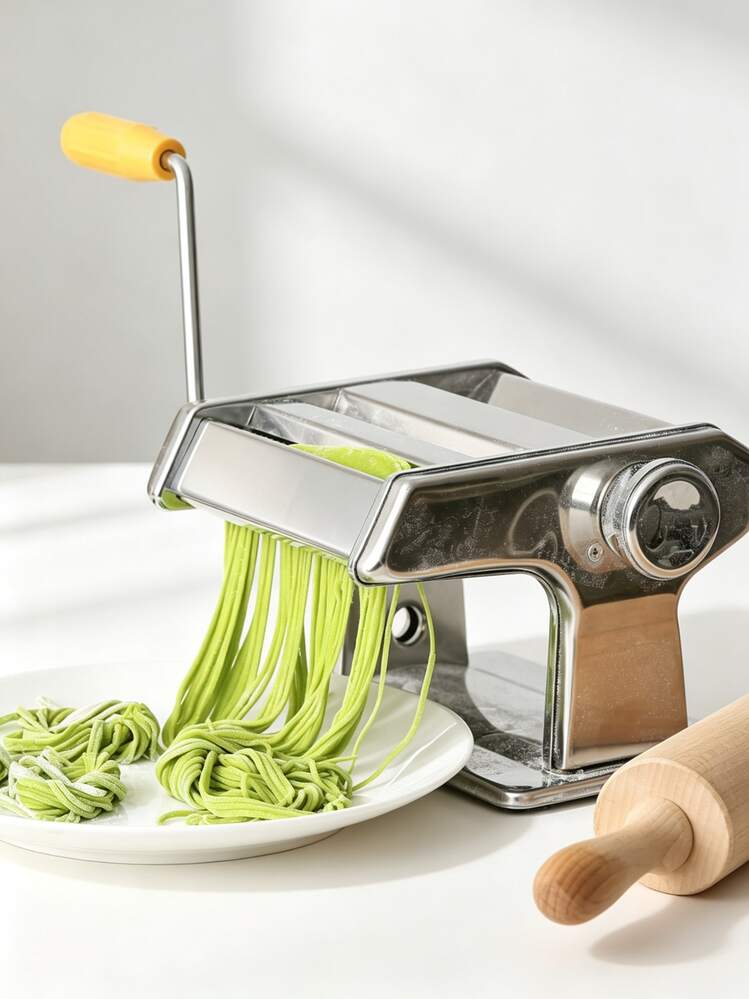 3-In-1 Stainless Steel Pasta Maker Machine, Manual Pasta Roller & Cutter With Adjustable Thickness Settings, Homemade Noodle Maker For Spaghetti Fettuccine Lasagna, Kitchen Tool, Home Kitchen Use,Easy To Clean - Silver - View 7