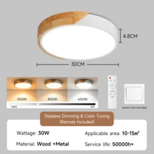 1pc Modern Minimalist LED Ceiling Light Fixture, Remote Control Semi-Recessed Metal Ceiling Light, Polypropylene Translucent Lampshade, 220V Hardwired Power Supply, No Battery Required, Living Room Bedroom Dining Room Study Indoor Home Ceiling Decorative Lighting - Ceiling Light With Wooden Frame - View 16