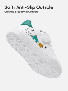 Balabala Toddler Boys' Dinosaur Cartoon Hook And Loop Sports Shoes - White - View 5