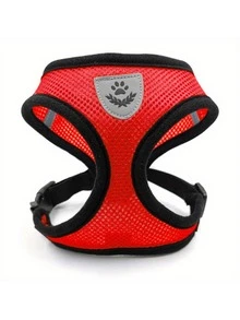 Pet Cat And Dog Leash, With Anti-Escape Adjustable Chest And Back Straps, Reflective Safety Rope And Collar Set, Soft And Breathable Mesh Material, Red - Red - View 3