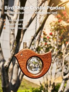 Wooden Bird-Shaped Light-Catching Hanging Decor, Refractive Light Window Hanging Ornament, Suitable For Indoor Home, Garden And Yard Decoration - Multicolor - View 2